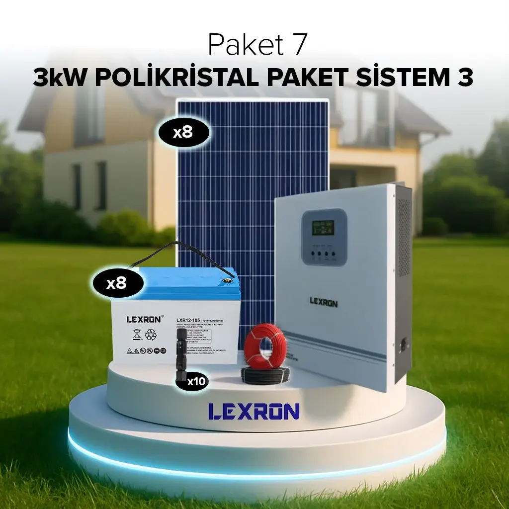 Lexron 3kW POLİKRİSTAL PAKET SİSTEM 3 (PAKET 7)