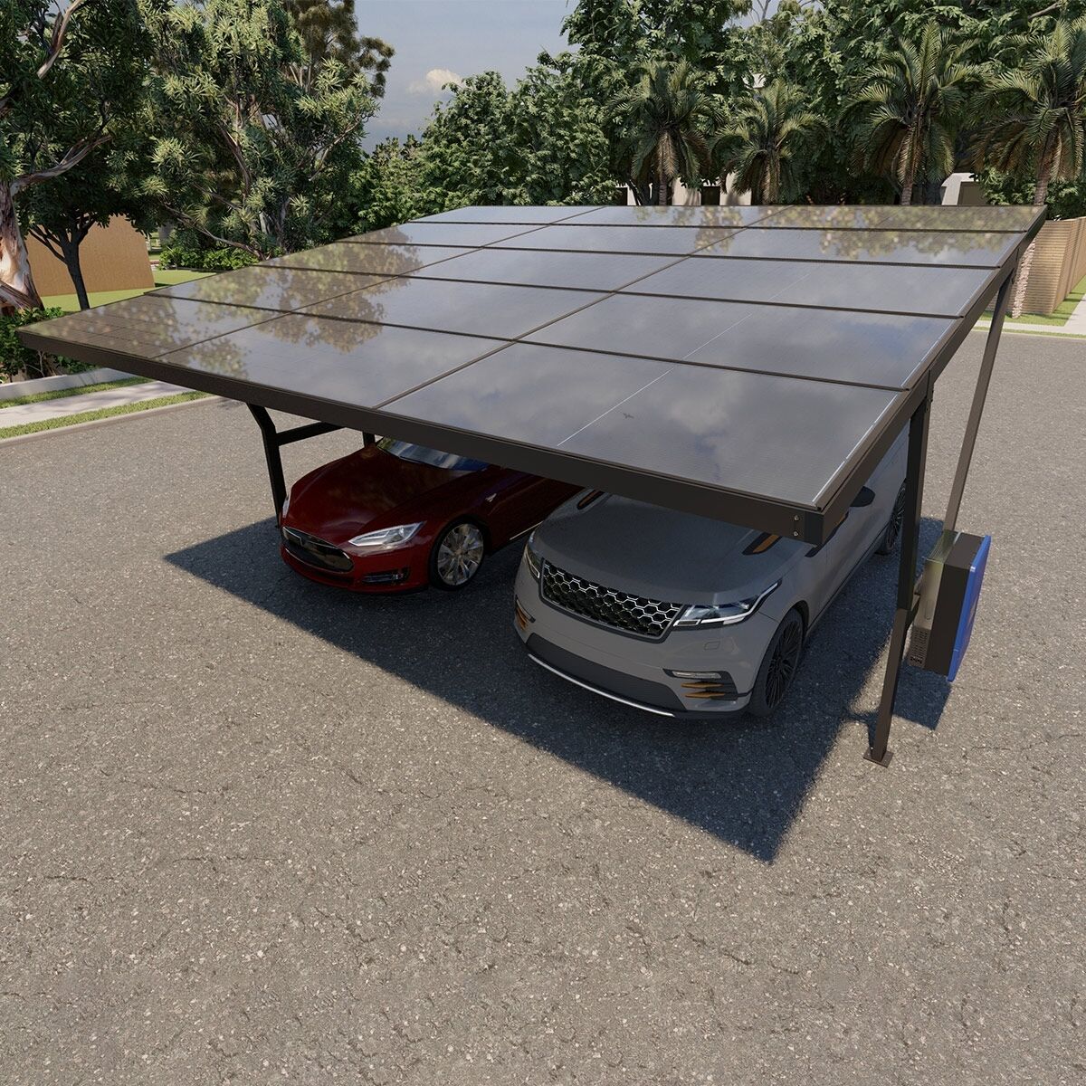Tommatech 2 Araçlık Solar(545Wp) Otopark/Carport (Galvaniz Malzeme)