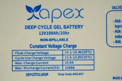 12V 100Ah Jel Akü Apex